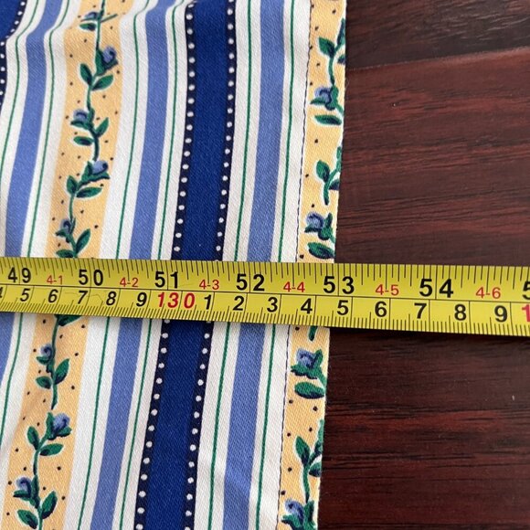 French Country Blue And Yellow Stripe Floral Curtain Valance Rod Pocket 22"x 53" - Picture 4 of 5